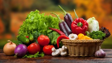 organic food background Vegetables in the basket