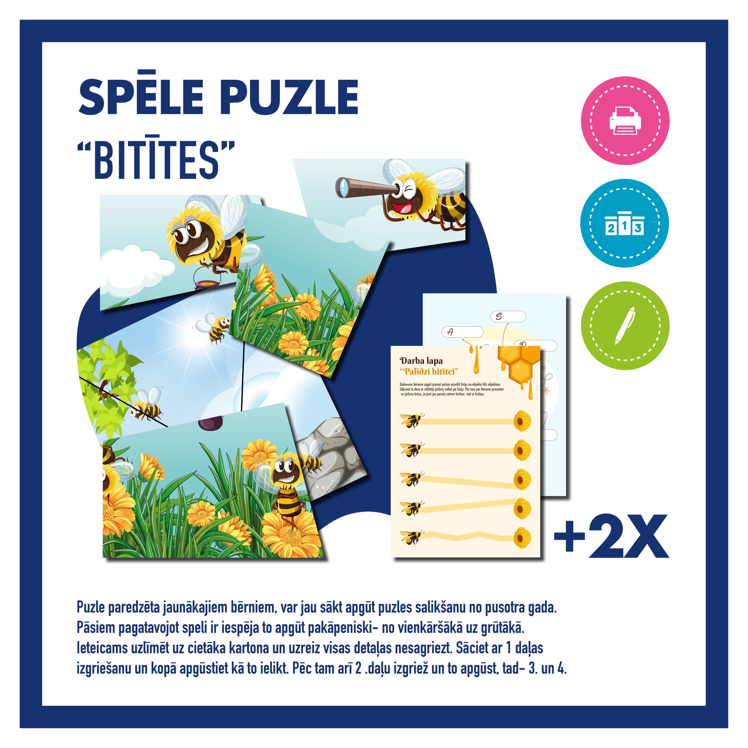 Spēle - Puzle "BITĪTES" + darba lapa un plakāts