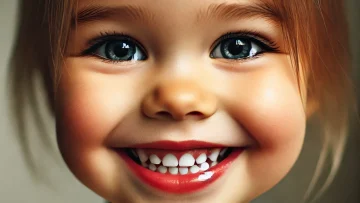 DALL·E 2024-12-21 16.49.57 – A close-up portrait of a smiling three-year-old fair-skinned girl. She has bright, cheerful eyes and her lips curved into a wide, joyful smile that sh