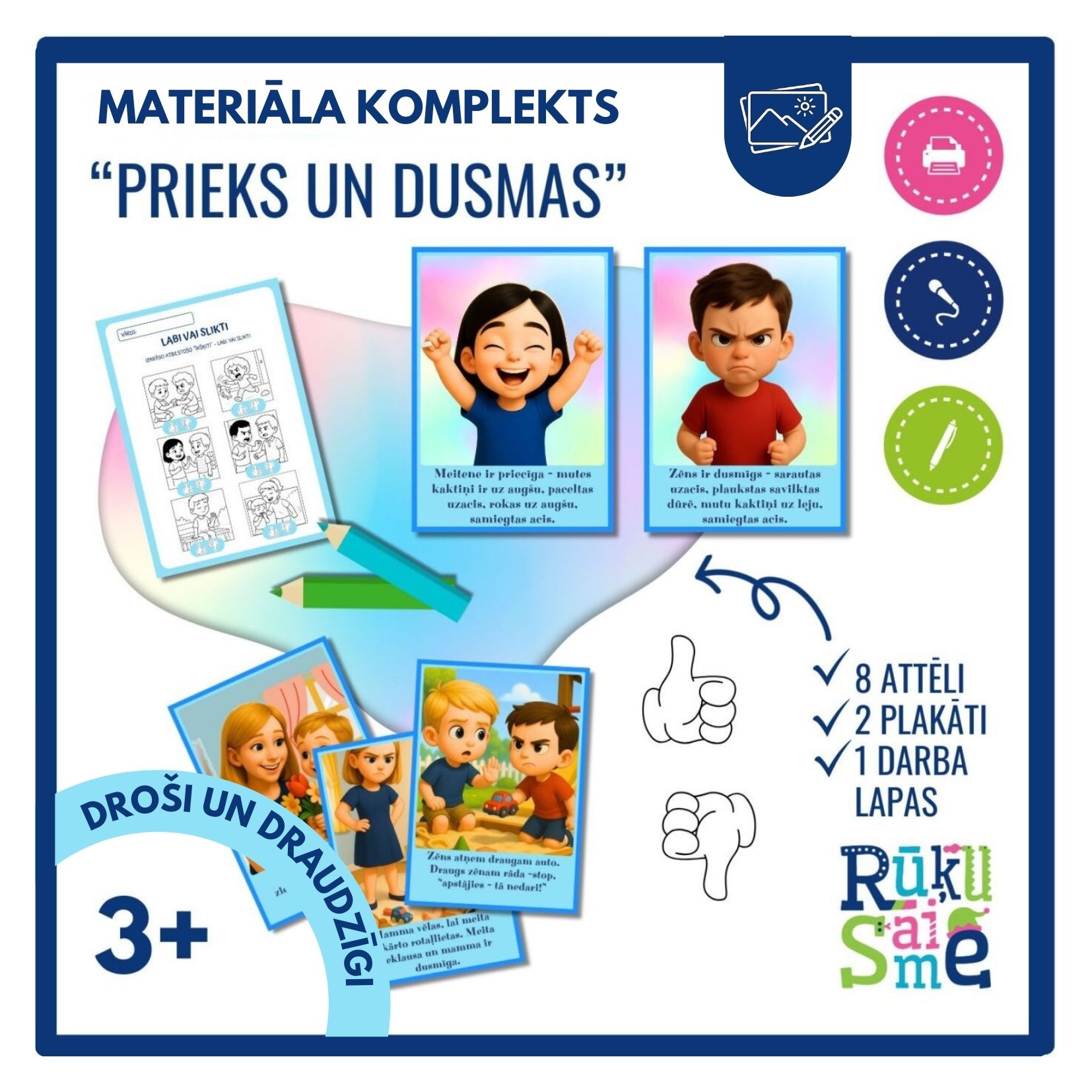 Prieks un dusmas l Intigrētās rotaļnodarbības komplekts  3-5 gadiem