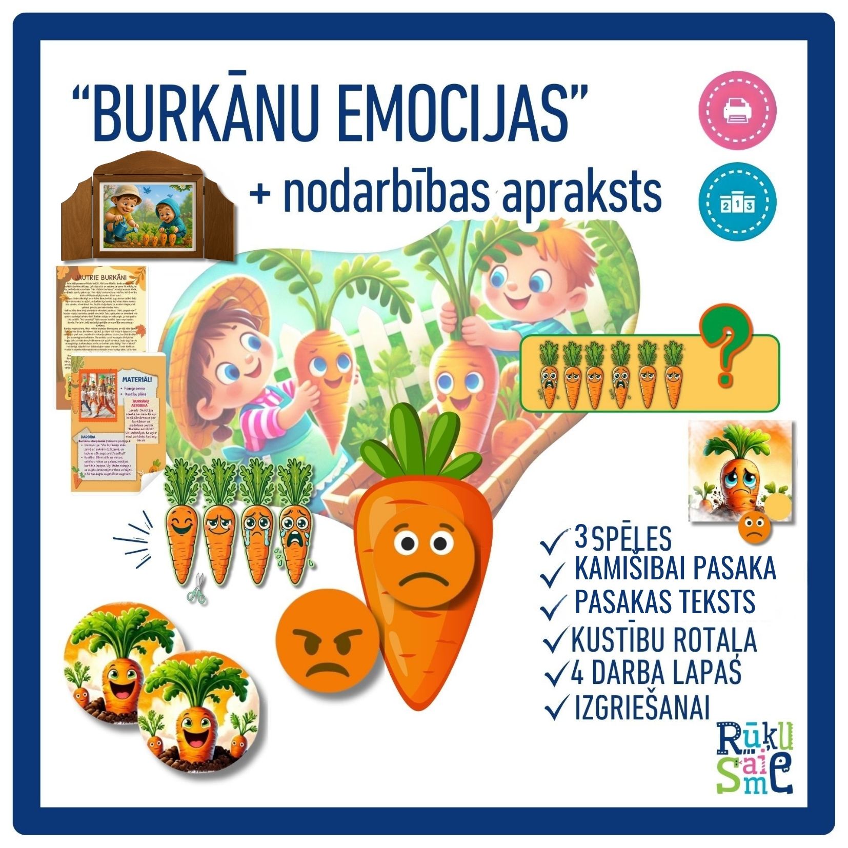 Burkāna emocijas l Sociāli emocionālo zinību rotaļnodarbības komplekts 3-5 gadi