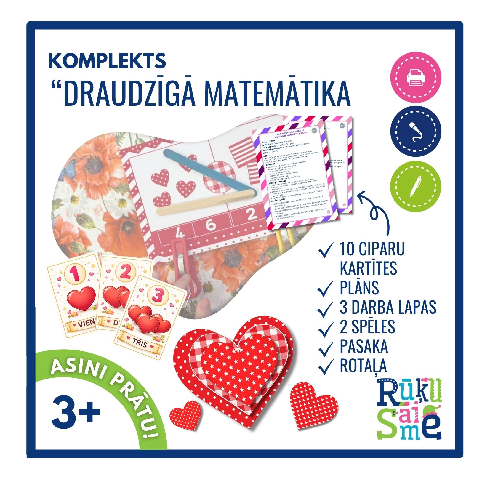 Draudzīgā matemātika l Matemātikas rotaļnodarbības komplekts bērniem 3-5 gadi