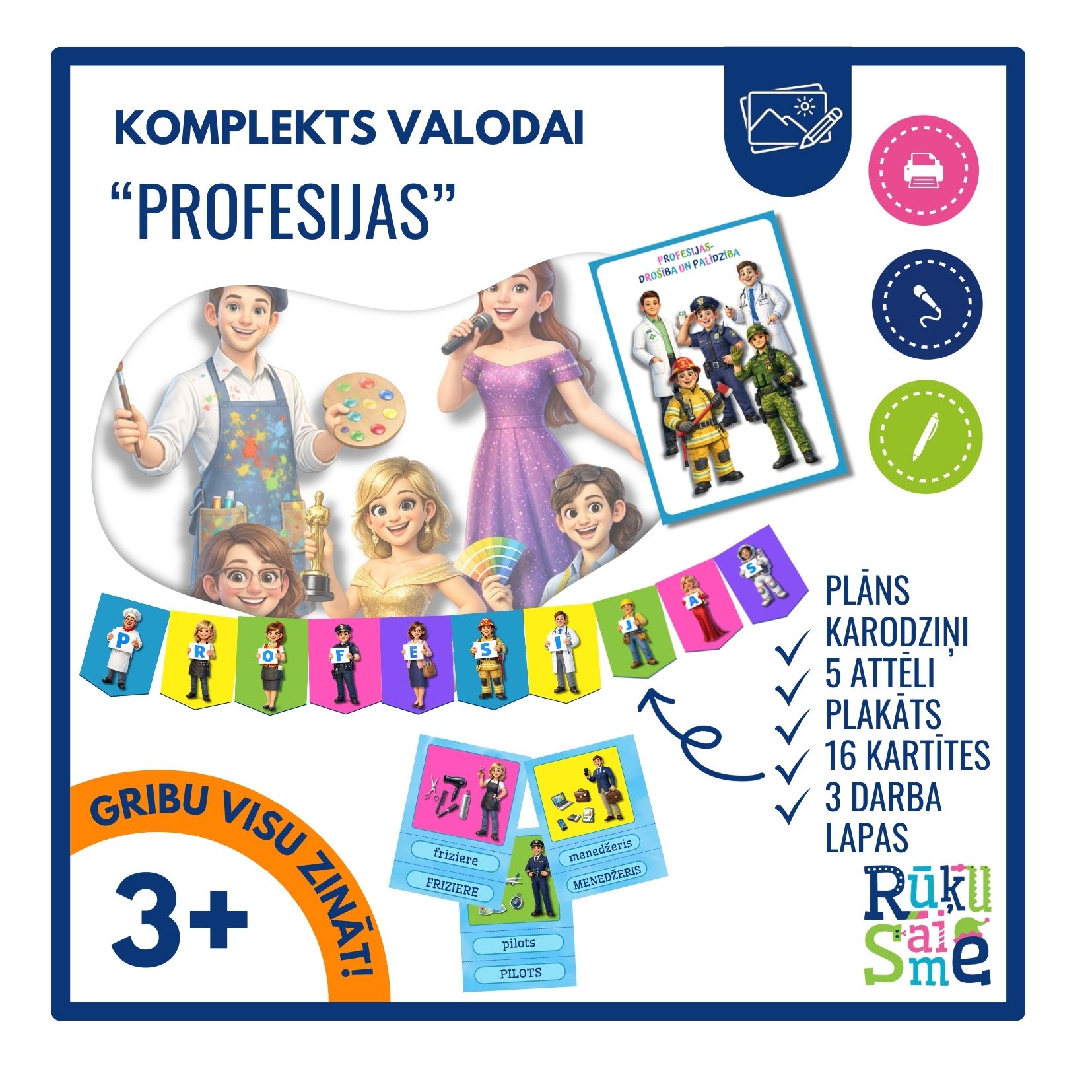 Profesija l Valodas rotaļnodarbības komplekts bērniem 3-5 gadi