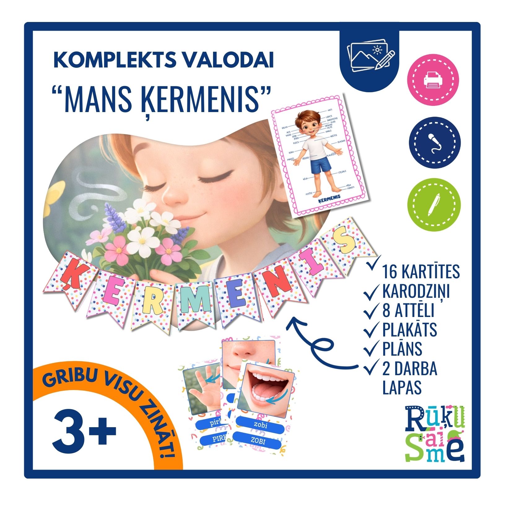 Mans ķermenis l Integrētās rotaļnodarbības komplekts bērniem 3-5 gadi