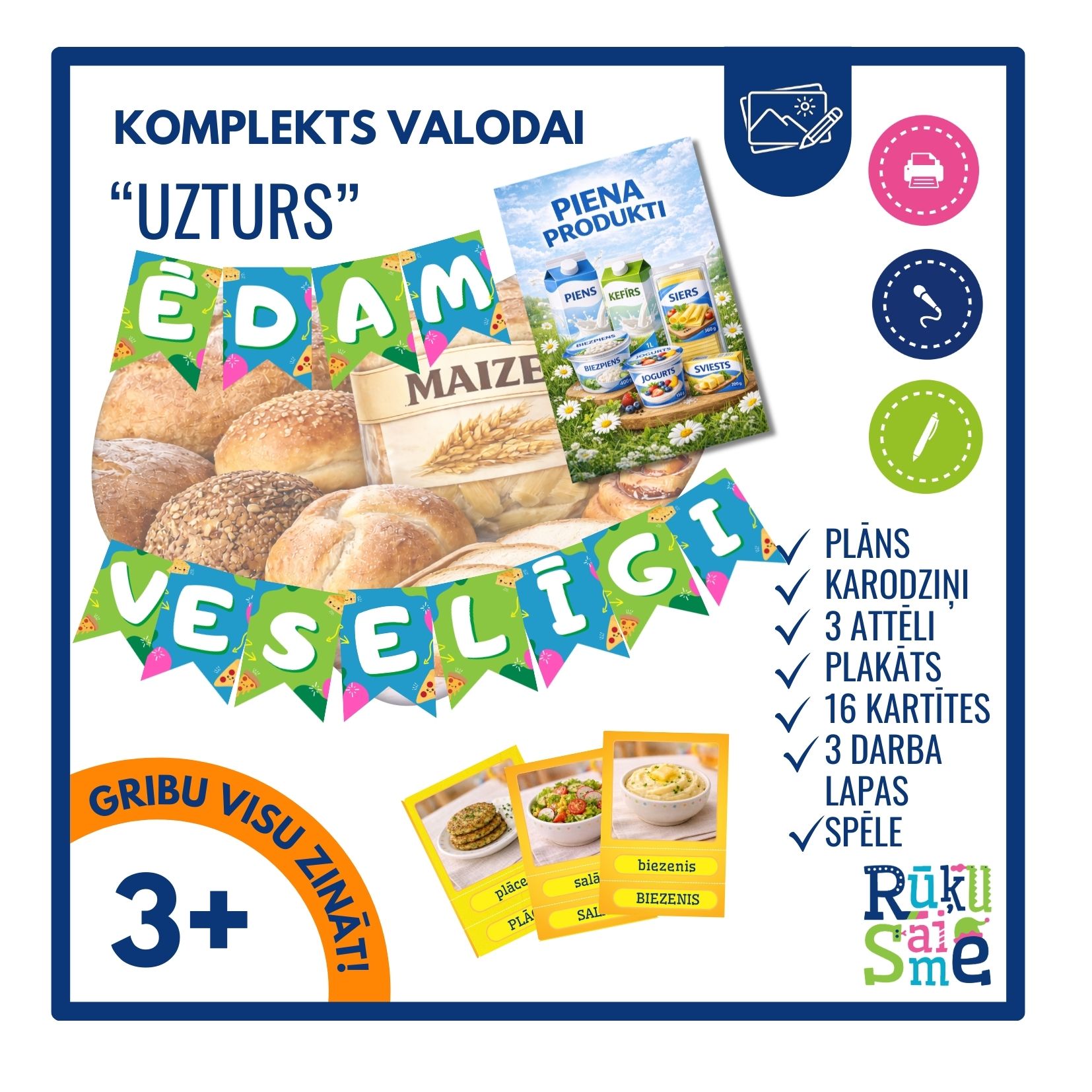 Uzturs l Intigrētās rotaļnodarbības komplekts bērniem 3-5 gadi