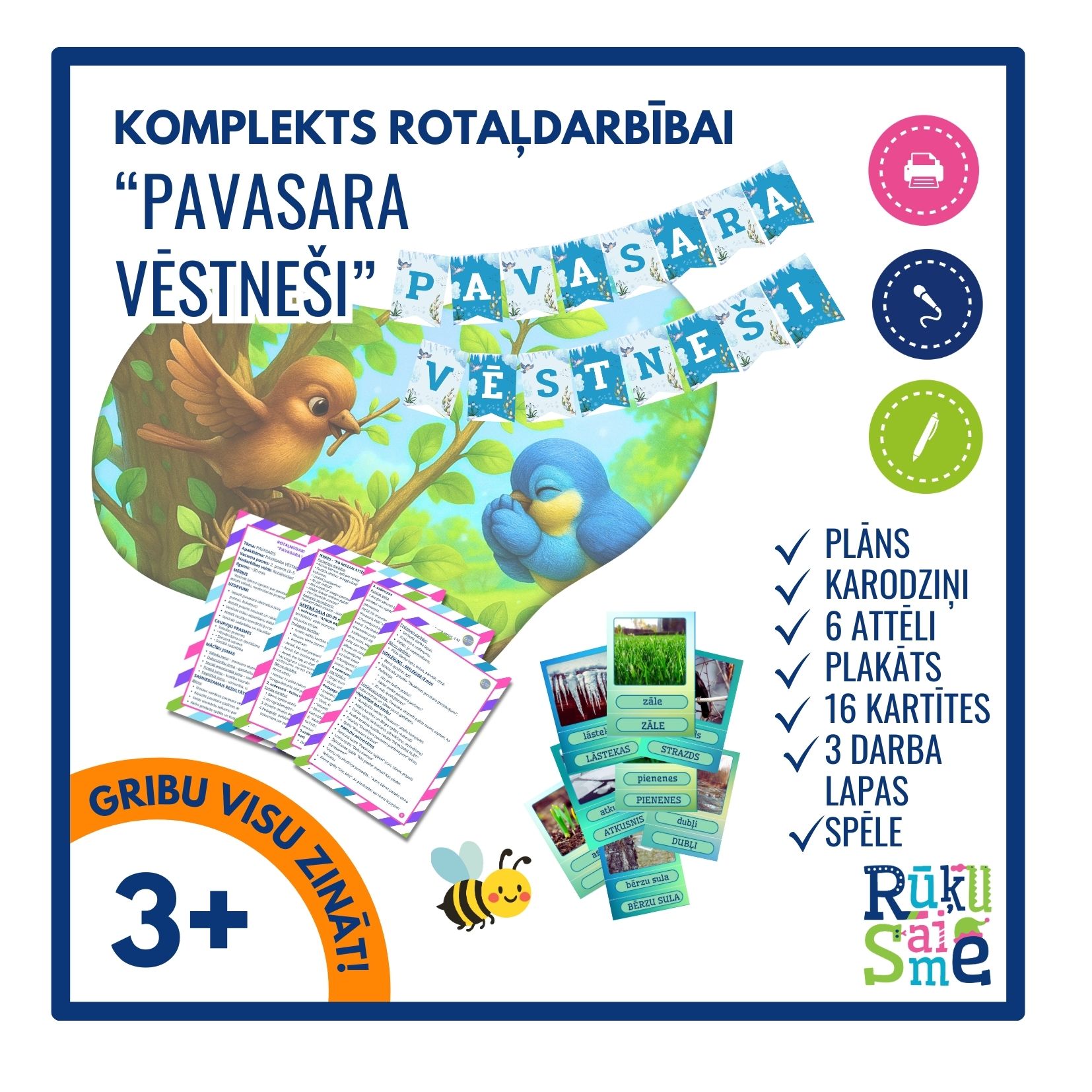 Kompleksā nodarbība l Pavasara vēstneši l Bērniem 3-5 gadi