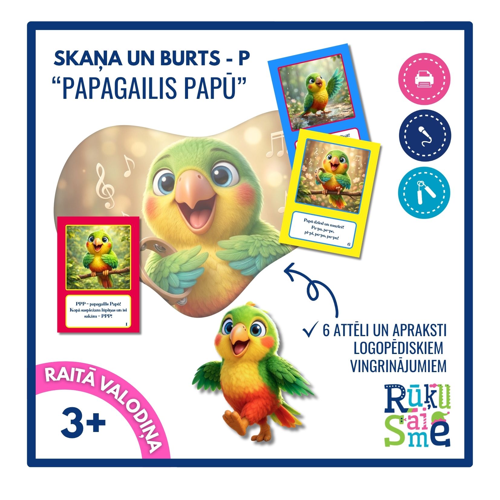 Runas vingrinājumi P burtam l Papagailis Papū