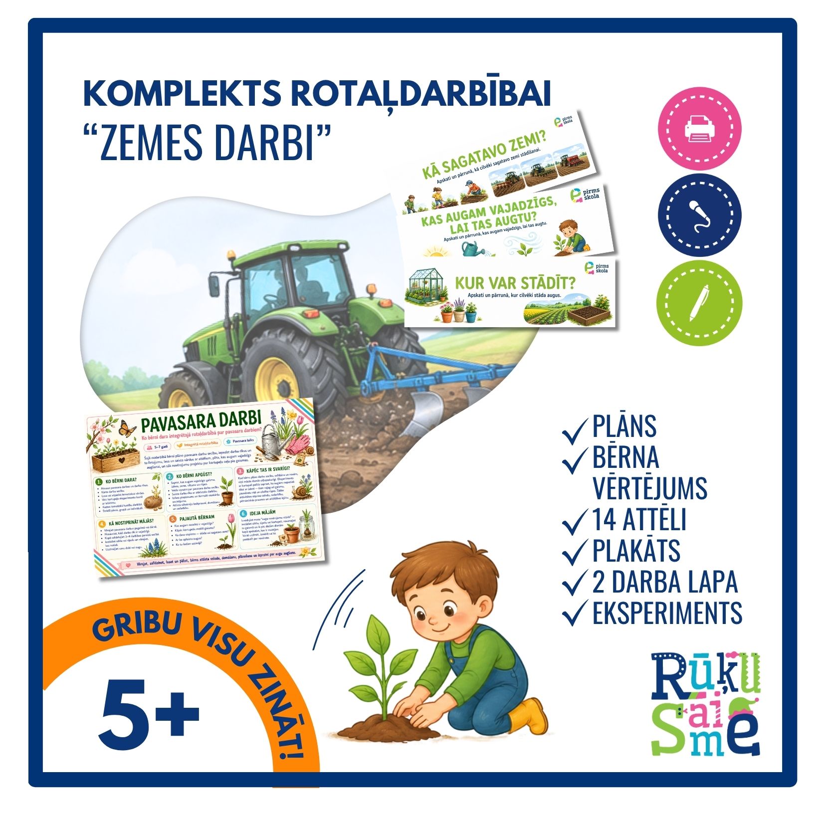 Zemes darbi l Rotaļdarbības komplekts l Bērniem 5-7 gadi