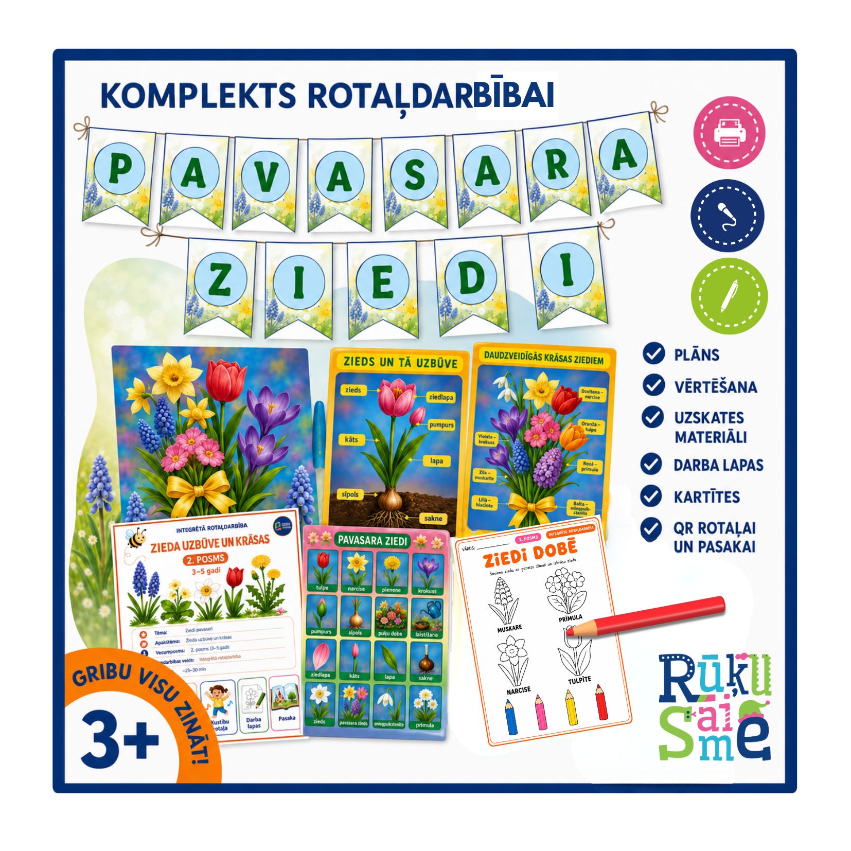 Pavasara ziedi l Rotaļdarbības komplekts 3-5 gadi