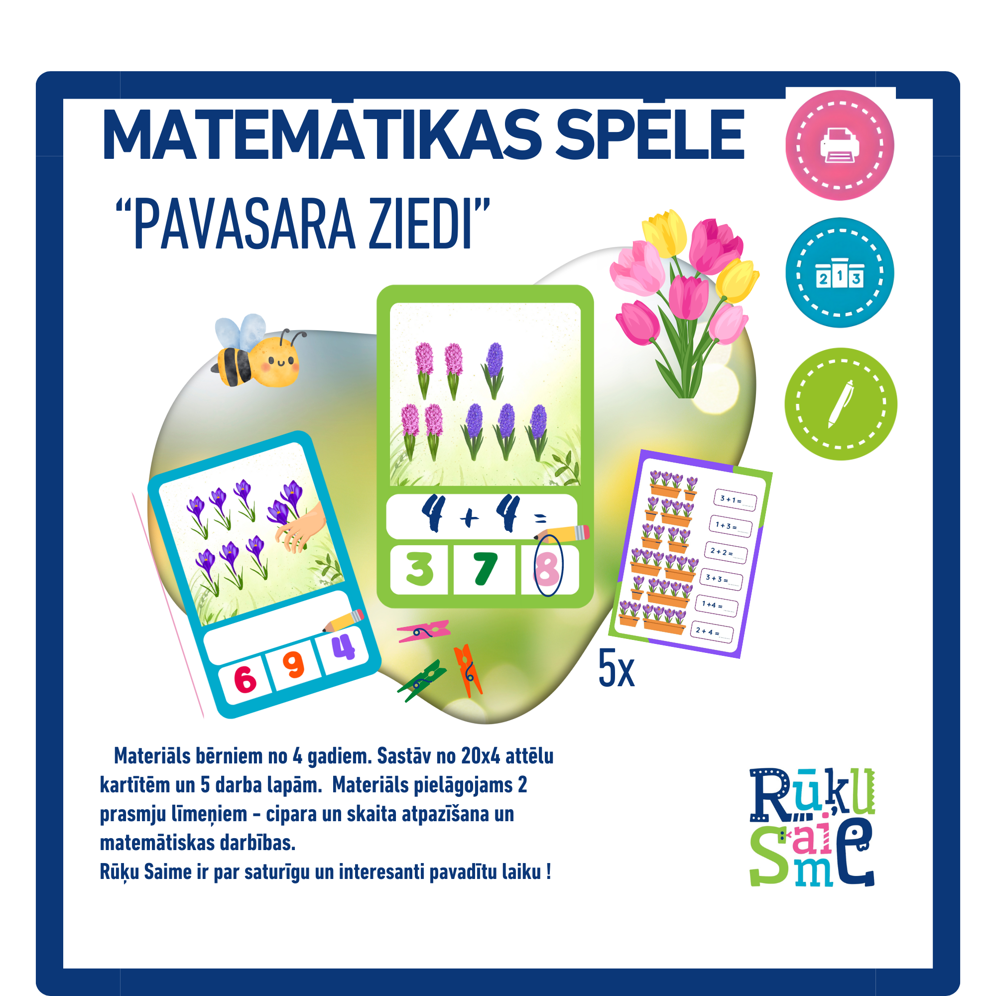 Pavasara ziedi l Matemātikas spēle