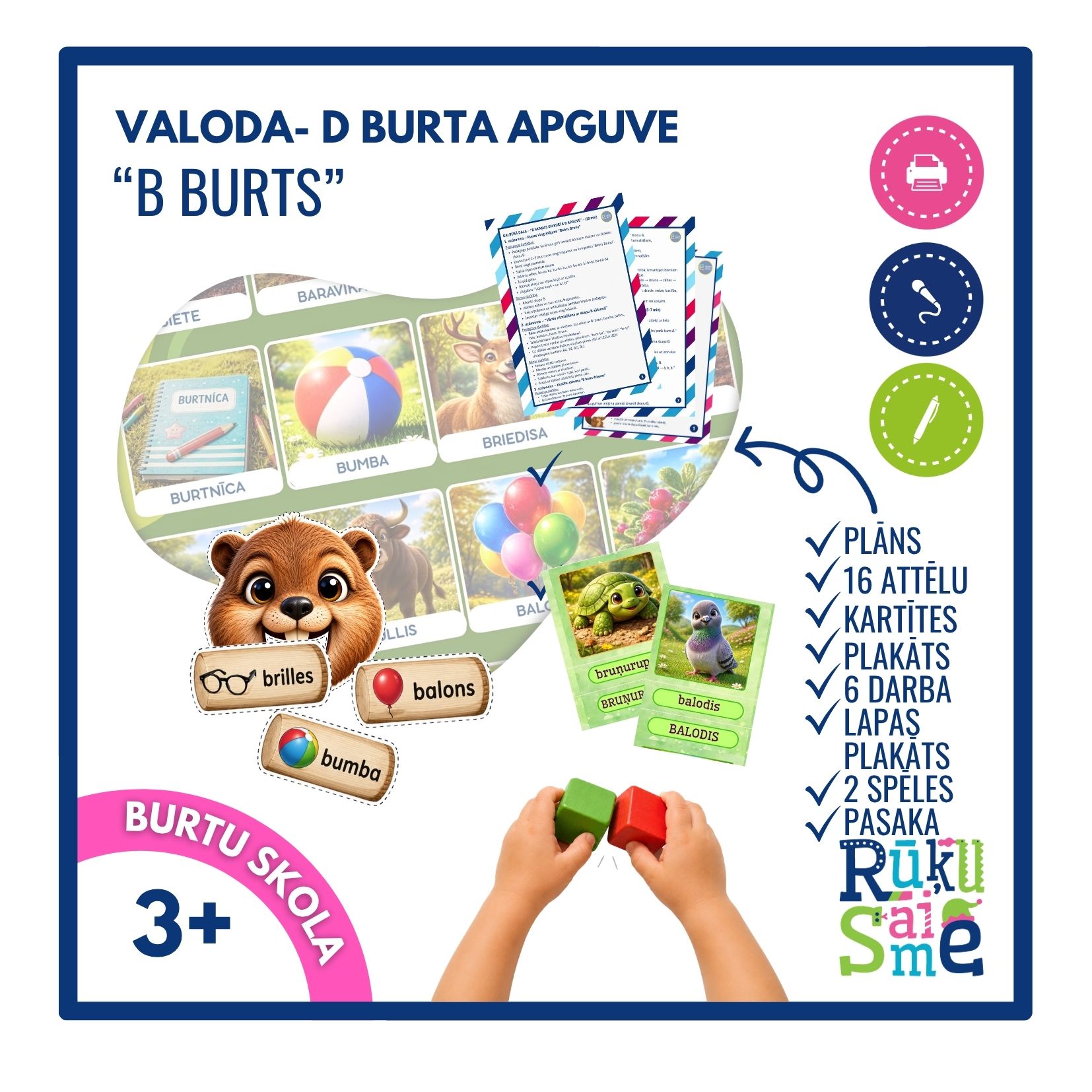 Bebrs Bruno l B burta apguves rotaļnodarbības komplekts 3-5 gadi