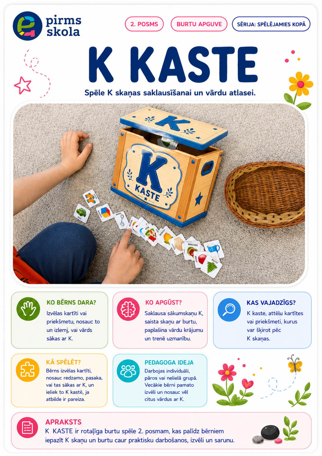 K KASTE - burtu apguves spēle bērniem K skaņas saklausīšanai