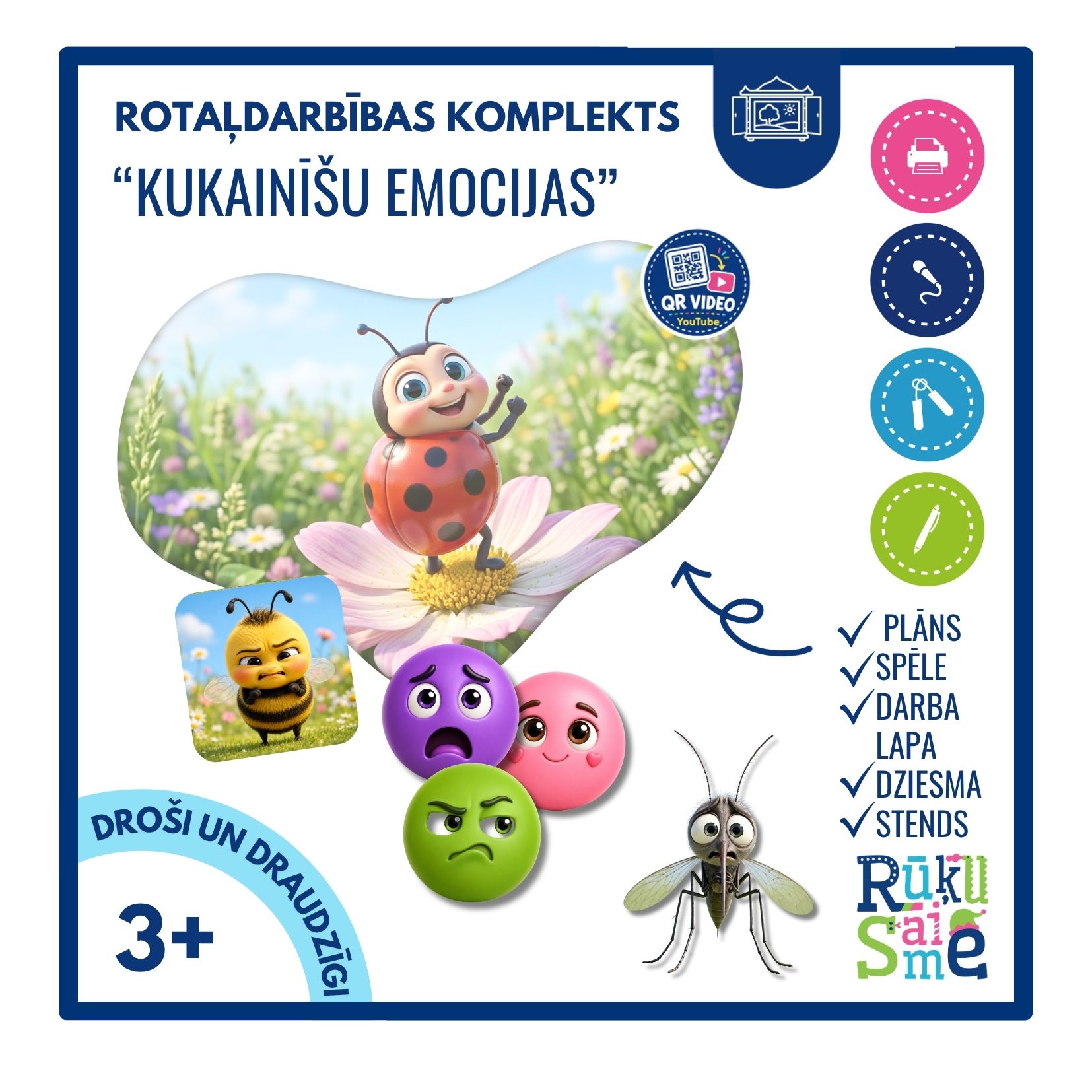 Kukainīšu emocijas l  Sociāli emocionālo rotaļdarbības komplekts l Bērniem 3-5 gadiem