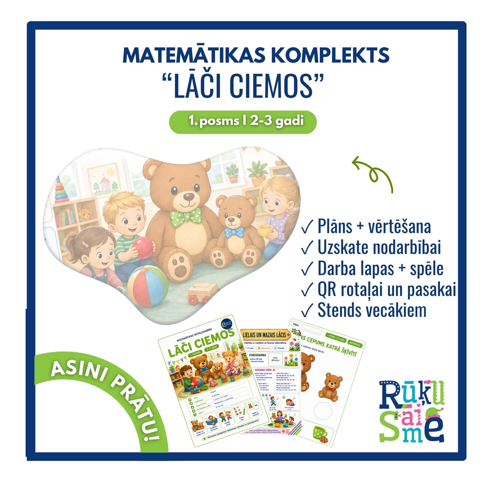 Lāči ciemos l Matemātikas rotaļnodarbības komplekts bērniem 2-3 gadi