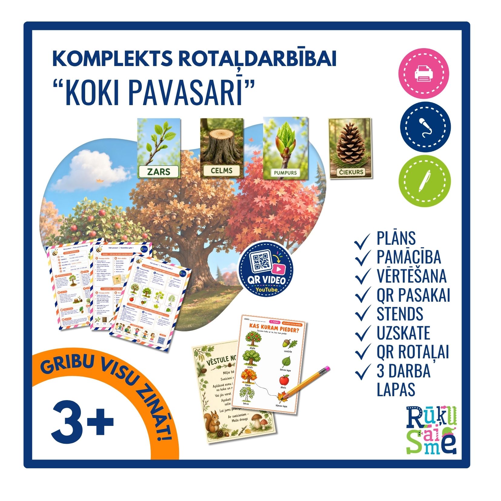Koki pavasarī l Rotaļdarbības komplekts bērniem 3-5 gadi