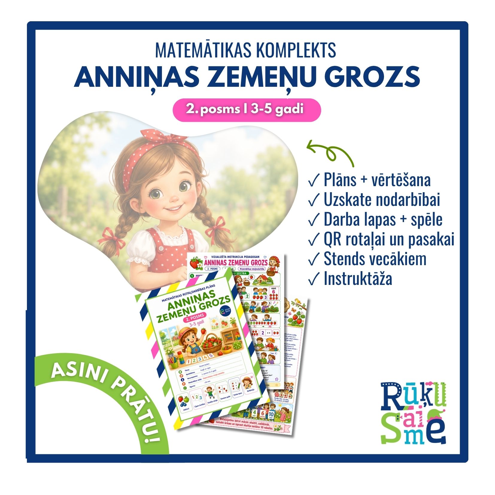 Zemeņu grozs I Matemātikas rotaļdarbības komplekts 3-5 gadi