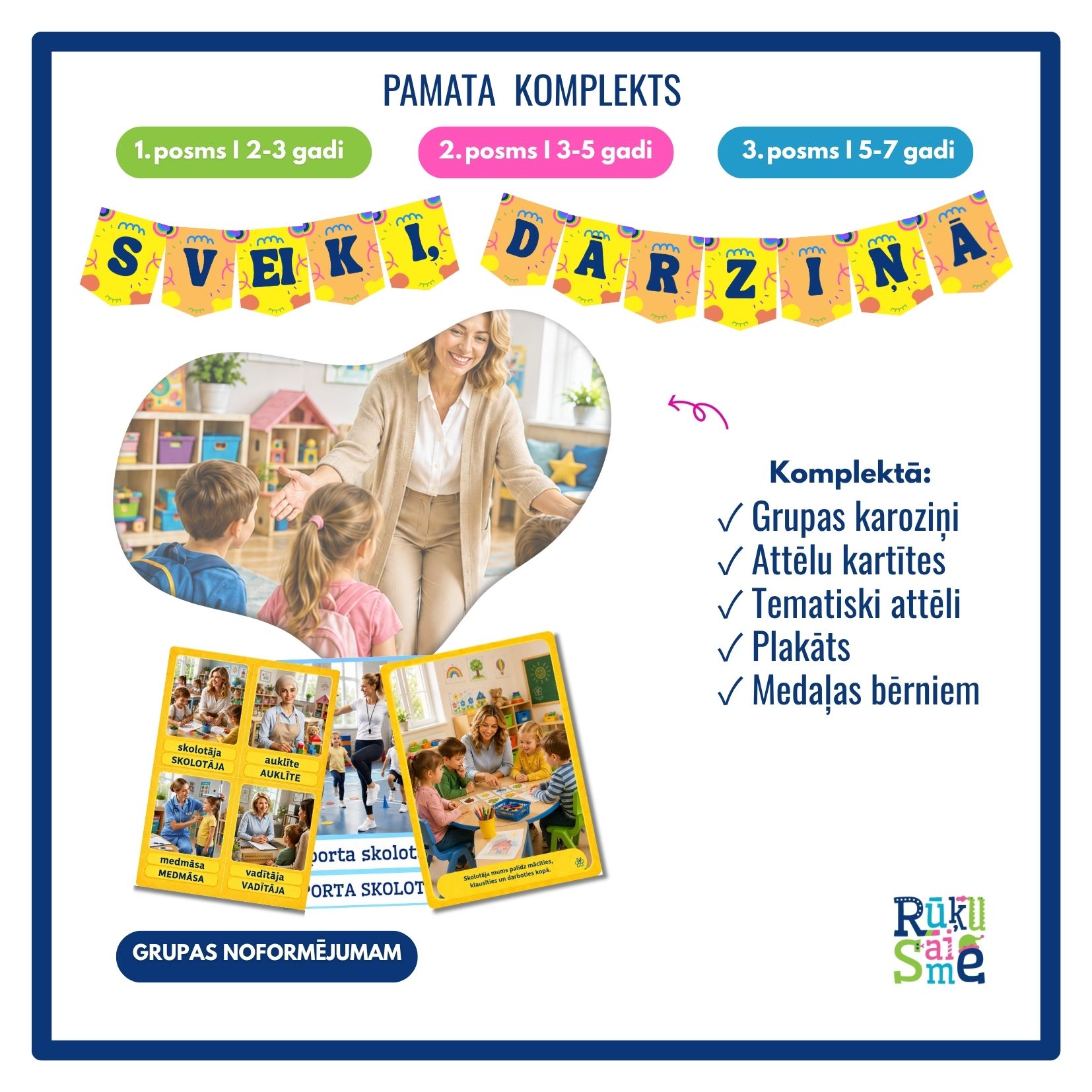 Sveiki, dārziņā I Pamata komplekts bērniem 2-7 gadiem