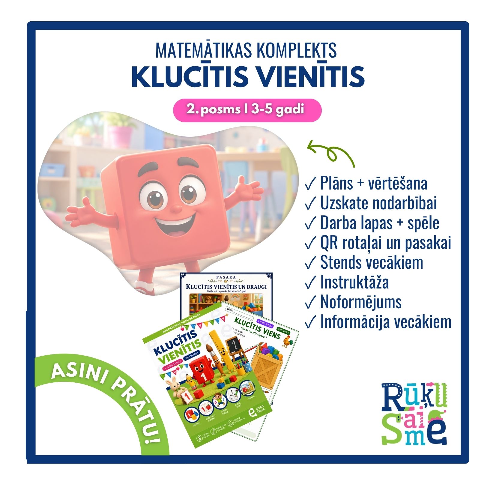 Klucītis Vienītis l Matemātikas rotaļdarbības komplekts bērniem 3-5 gadi