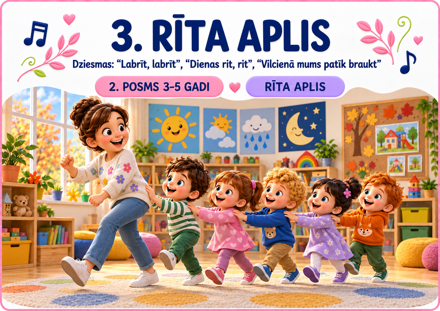 3. Rīta aplis bērniem 3–5 gadi – Kas notiek dārziņā?