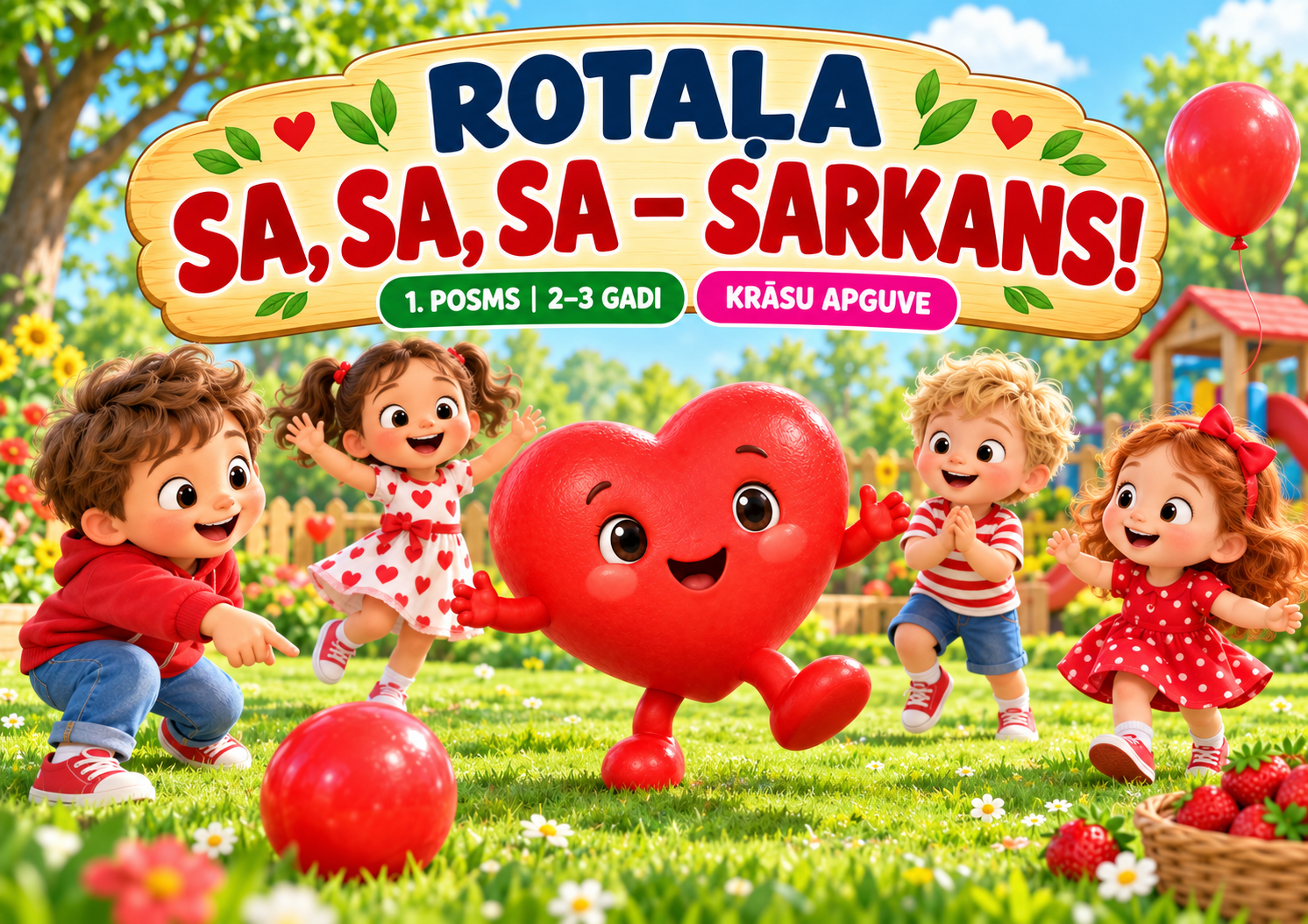 Sa, sa, sa — sarkans! | Rotaļas A4 horizontālais vāks pēc etalona