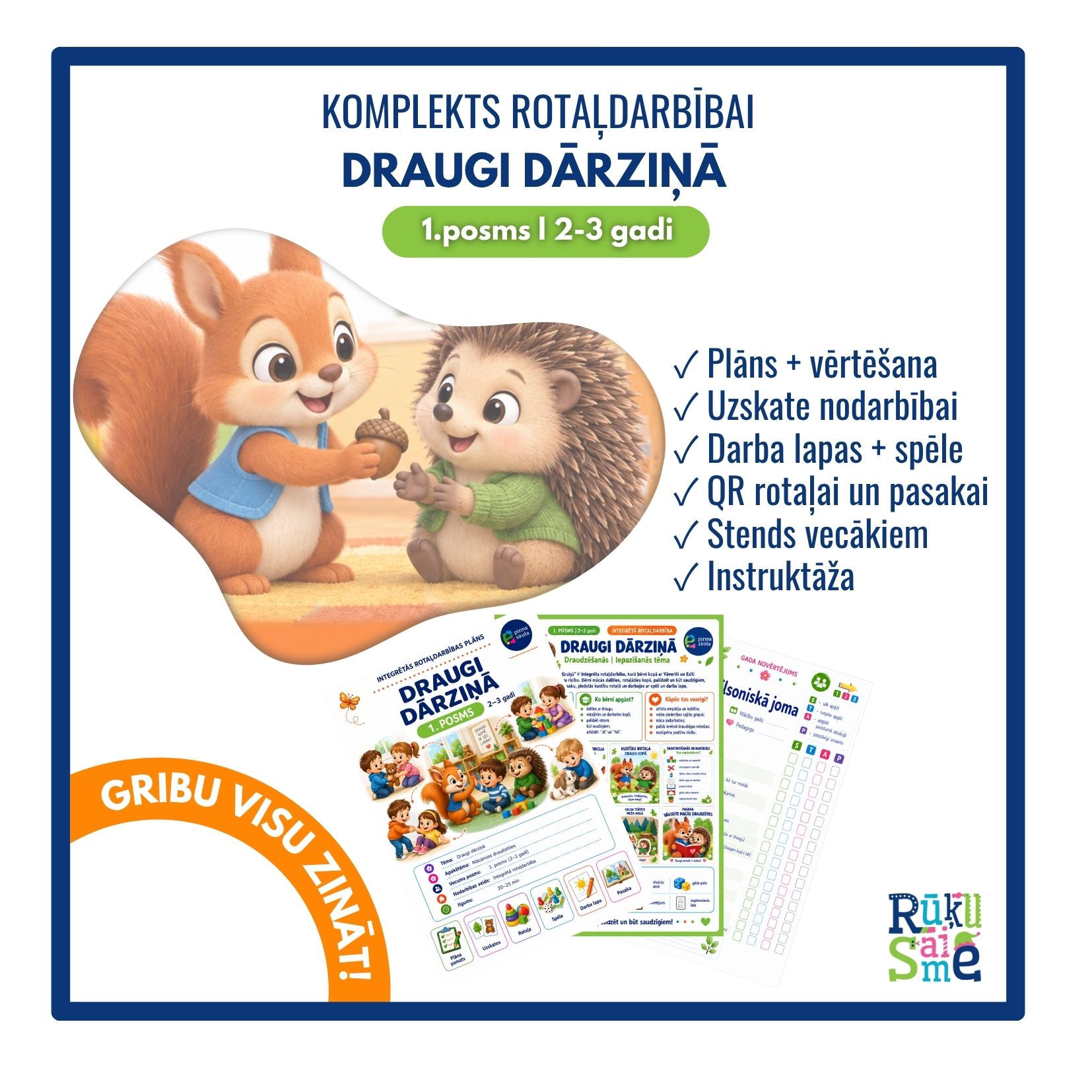 Rotaļdarbības komplekts “Draugi dārziņā” bērniem 2–3 gadi