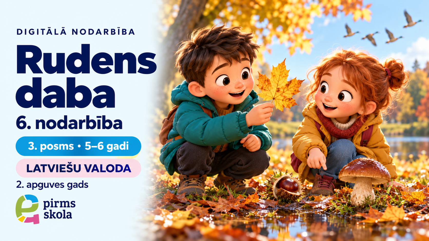 Rudens daba — 6. latviešu valodas digitālā nodarbība 5–6 gadiem