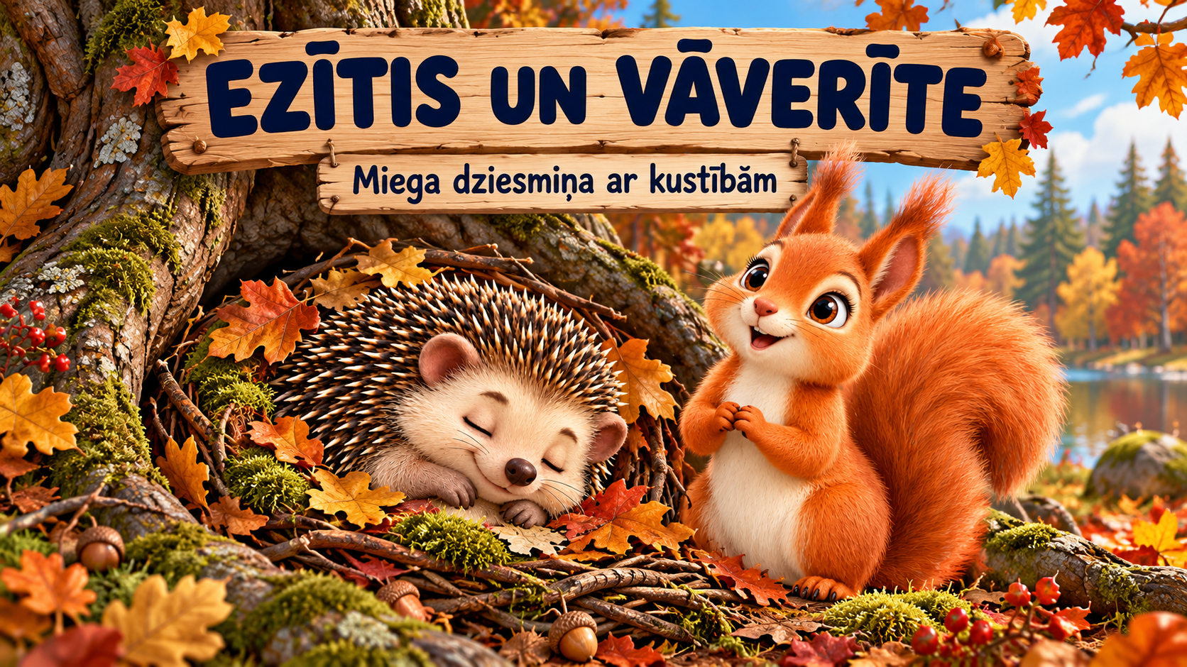 Ezītis un vāverīte — miega dziesmiņa ar kustībām