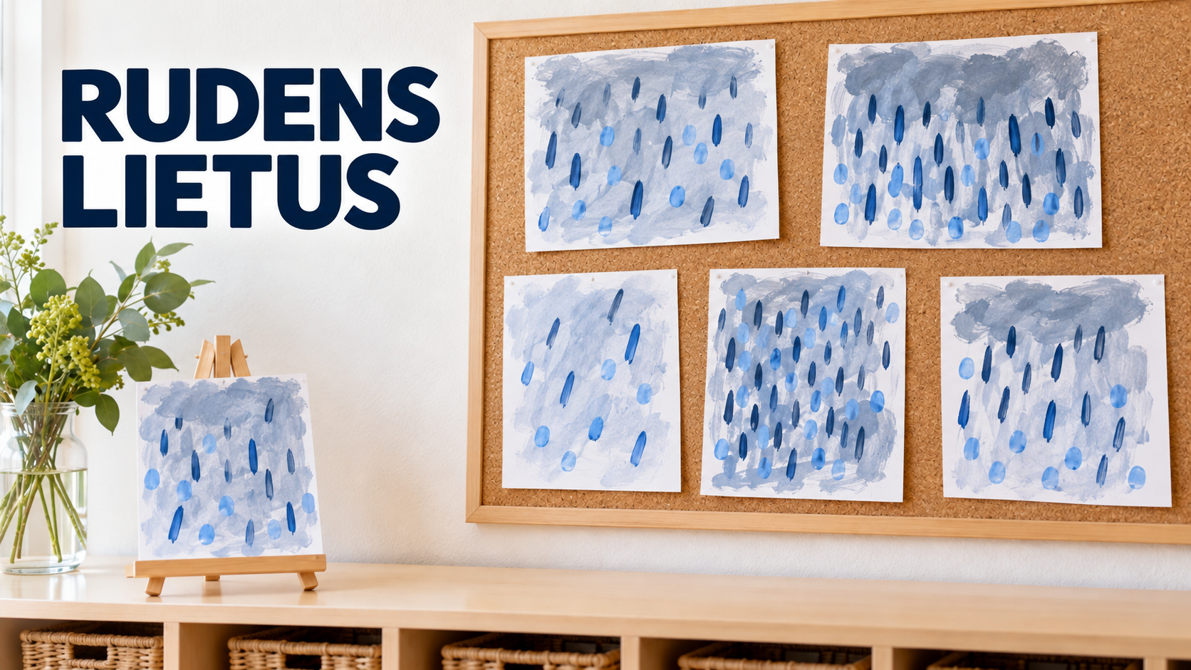 Rudens lietus bērnu gleznās