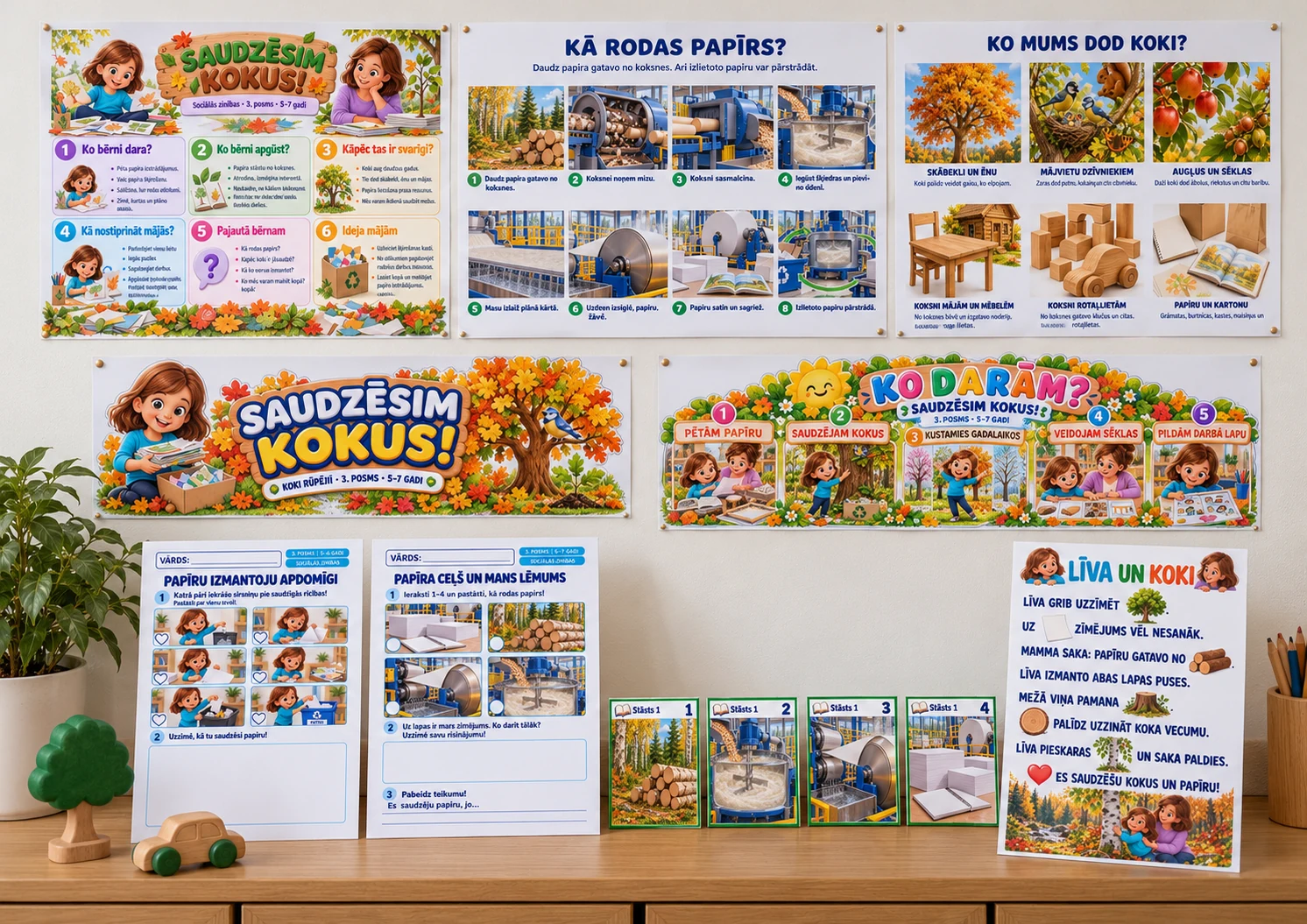 Saudzēsim kokus — materiālu ekspozīcija pirmsskolā