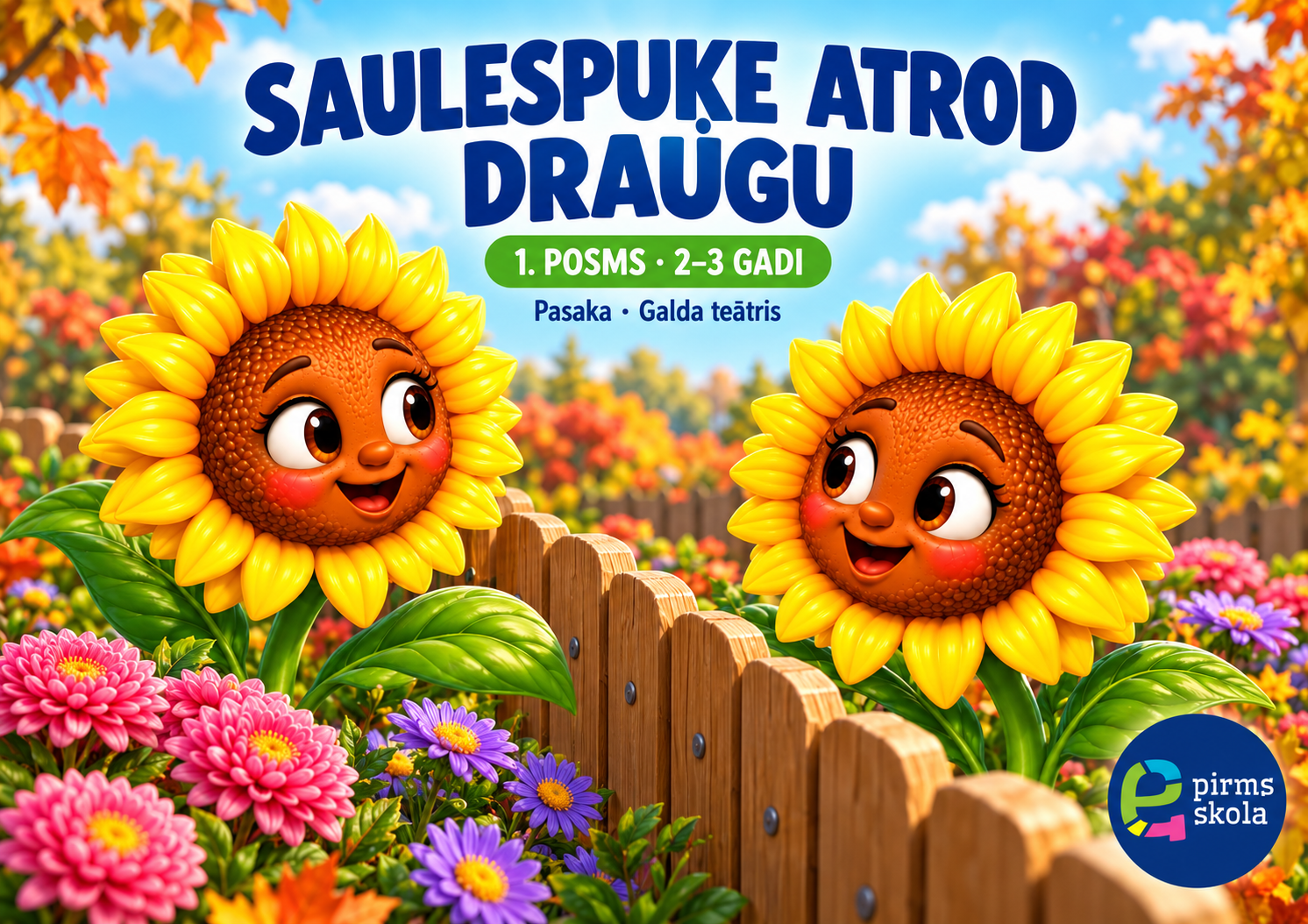 Saulespuķe atrod draugu — pasakas vāks 2–3 gadiem