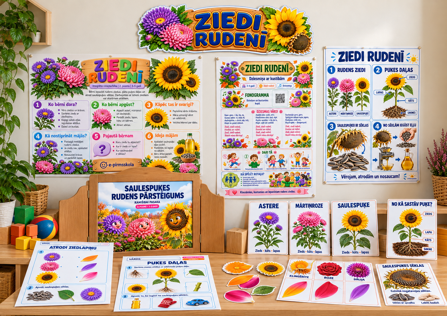Ziedi rudenī – materiālu priekšskatījums bērnudārzā