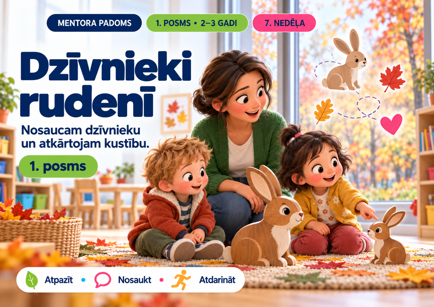 Dzīvnieki rudenī — mentora padoms, 1. posms, 2–3 gadi