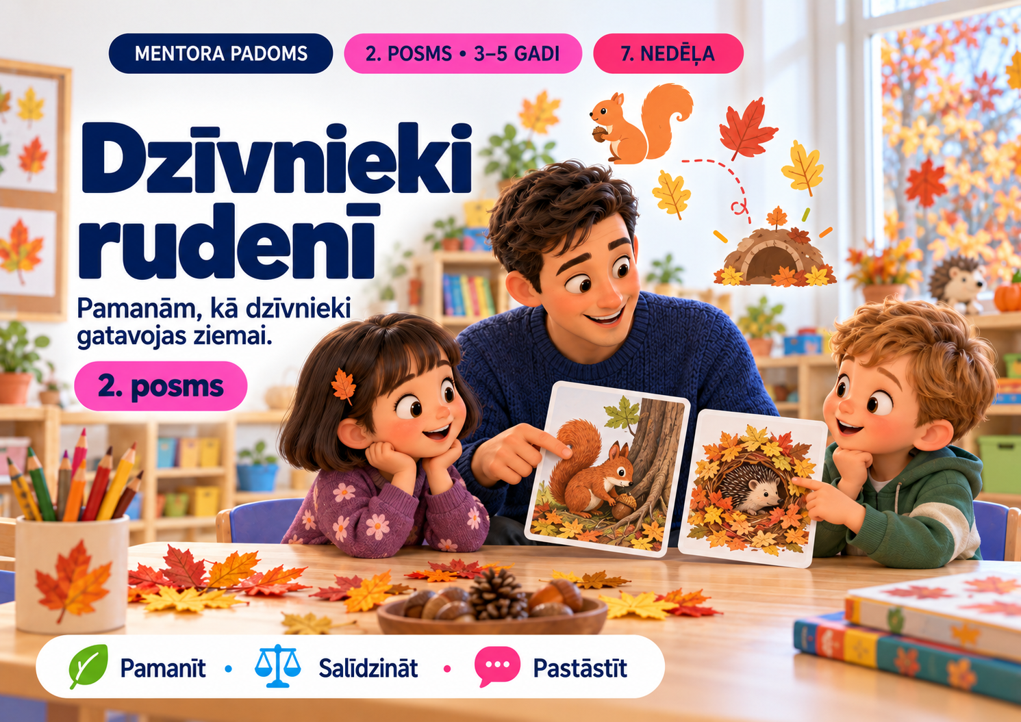 Dzīvnieki rudenī — mentora padoms, 2. posms, 3–5 gadi