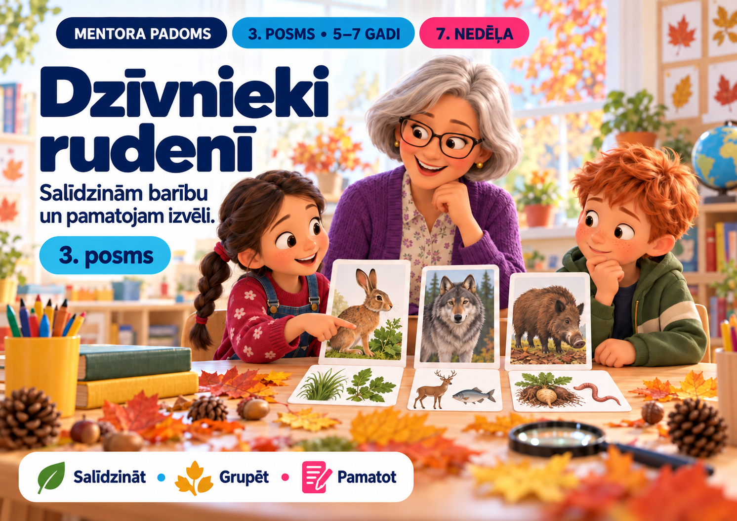 Dzīvnieki rudenī — mentora padoms, 3. posms, 5–7 gadi