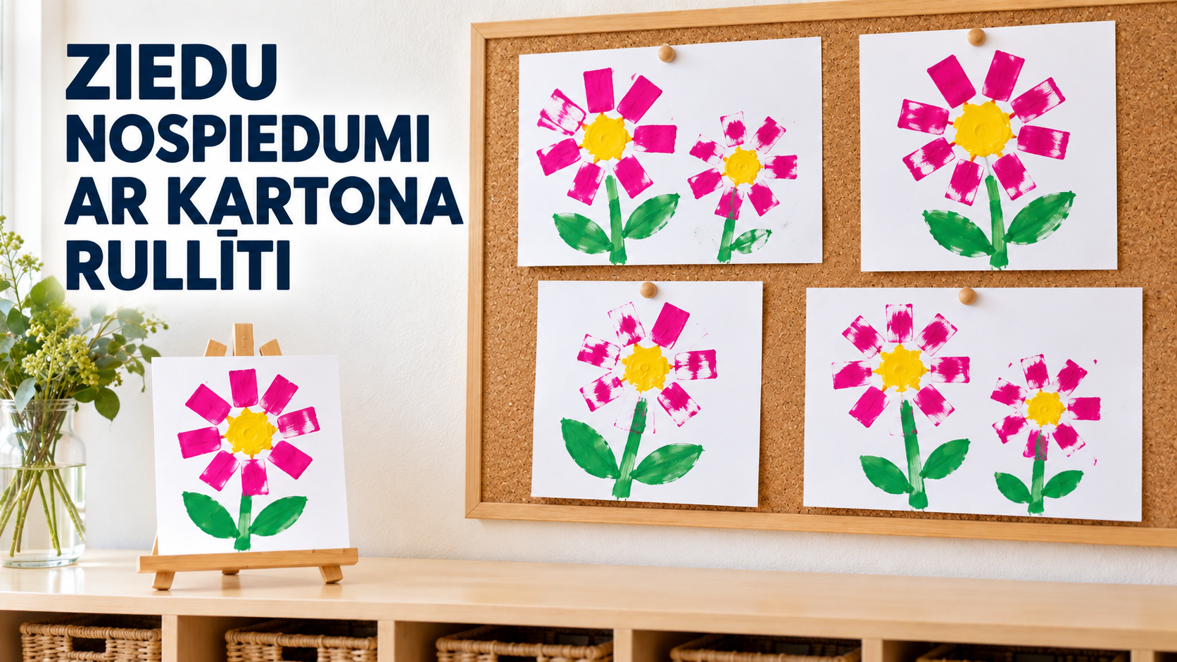 Ziedu nospiedumi ar kartona rullīti — vāks